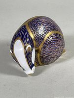 Left-front view of Royal Crown Derby badger paperweight