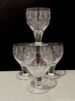 All four Stuart Crystal liquor glasses stacked and grouped