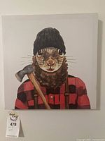 Front view of beaver lumberjack canvas print