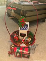 Overview of basket and assorted ornaments