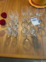 All glasses grouped on tabletop