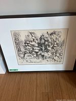 Front view of framed monochrome garden print