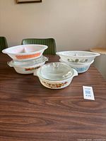 Group shot of all five casserole dishes with lids