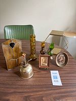 Group shot showing all eight decor items on table