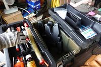 Overview of two open toolboxes with contents visible