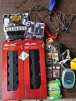 Overall view showing rod racks, bait, line, fish finder, stringer