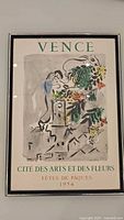 Full view of framed Marc Chagall Vence poster