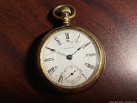 Front view showing dial, hands, numerals and case