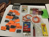 Overview of all fishing tackle items laid out