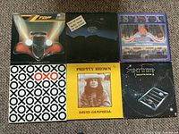 Six LP album covers laid out in two rows