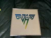 Front view of square Van Halen mirror showing logo and frame