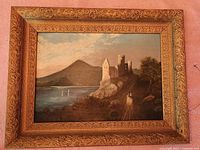 Front view of framed oil painting