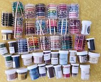 All ink pad stacks and embossing powders laid out