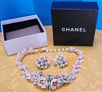 Necklace and earrings set with Chanel box overview