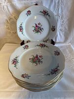 Stack of plates and one displayed showing front design