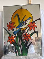 Full view of stained glass panel in frame