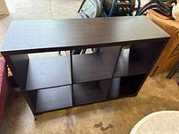 Front view of dark brown 6-cube organizer showing six compartments