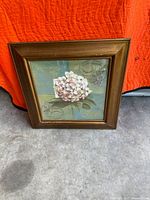 Front view of framed hydrangea print showing artwork and frame