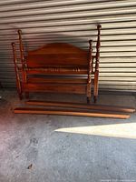 Headboard, footboard and side rails laid out