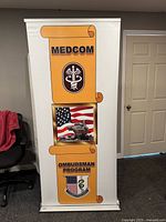 Front view of assembled MEDCOM Ombudsman Program retractable banner
