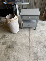 Side table and rope basket full view