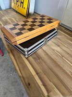 Chess board closed on top of carrying case