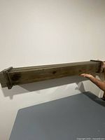 Front view of rustic wooden mantel shelf