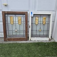 Front view of both stained glass windows side by side