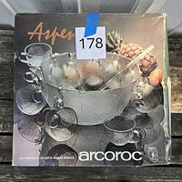 Retail box showing Aspen punch bowl set branding