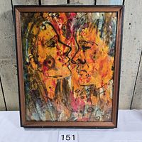 Full view of framed acrylic glaze painting