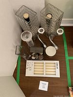 Overall view of lot items on tabletop