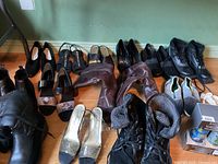 All footwear pairs lined up for overview