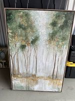 Full view of forest scene canvas in frame