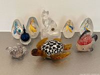 Group shot of all seven glass items