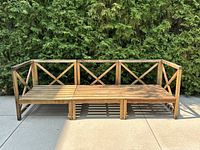 Front view of entire three-piece wood sectional assembled