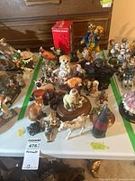 Wide view of assorted animal figurines on table