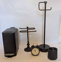 Group shot of all five matte black items