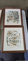 Two framed John Haymson prints of colonial houses