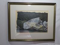 Framed watercolor landscape full view