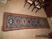 Full view of runner rug showing pattern and size