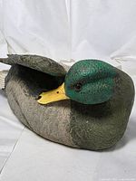 Right side view of carved mallard decoy