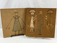 Front view of both sand paintings showing designs and size relation