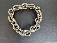 Full view of chunky sterling silver chain bracelet