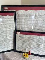 Three framed indenture reproductions grouped