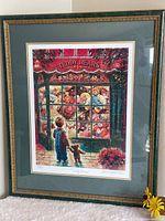 Full view of framed print with matting and frame