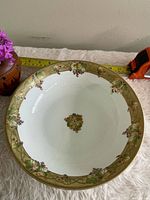 Top view of porcelain bowl showing interior and border design
