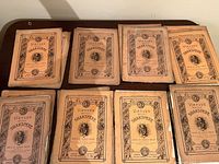 Top view of thirteen softcover Shakespeare volumes laid out