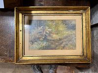 Framed watercolour painting overview