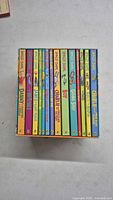 Top view of slipcase showing 14 colourful Roald Dahl book spines