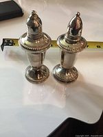 Front view of both shakers with measuring tape showing height